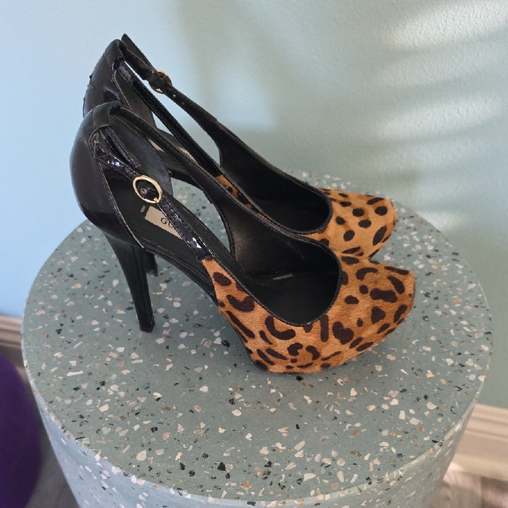 Guess Leopard Print Stiletto Heels